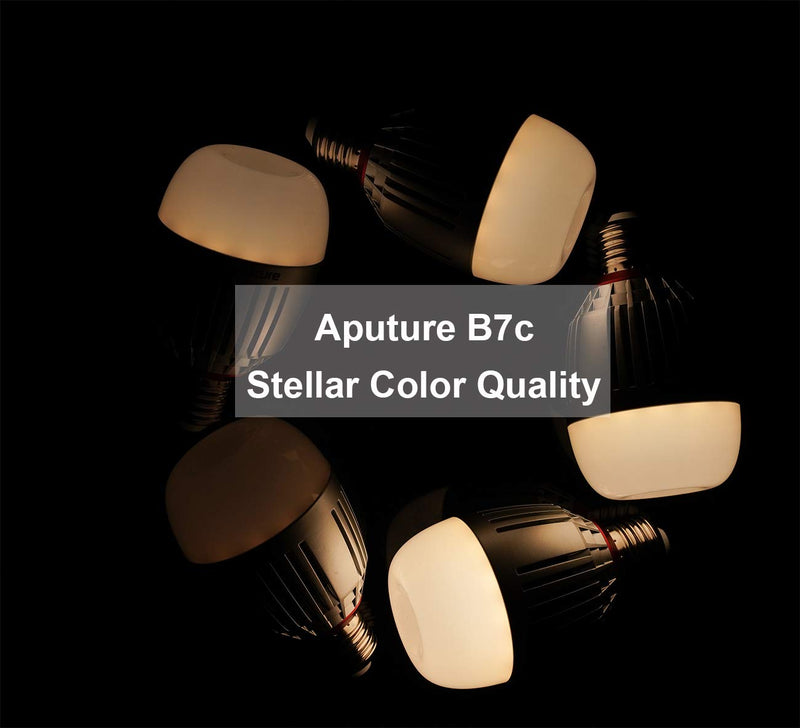 Aputure Accent B7C Smart Led Light Bulbs 7W RGBWW,TLCI 96+ CRI 95+ 2,000K-10,000K Adjustable 0-100% Stepless Dimming CCT/HSI/FX Mode App Control Built-in Battery/AC Power via E26/E27 Socket
