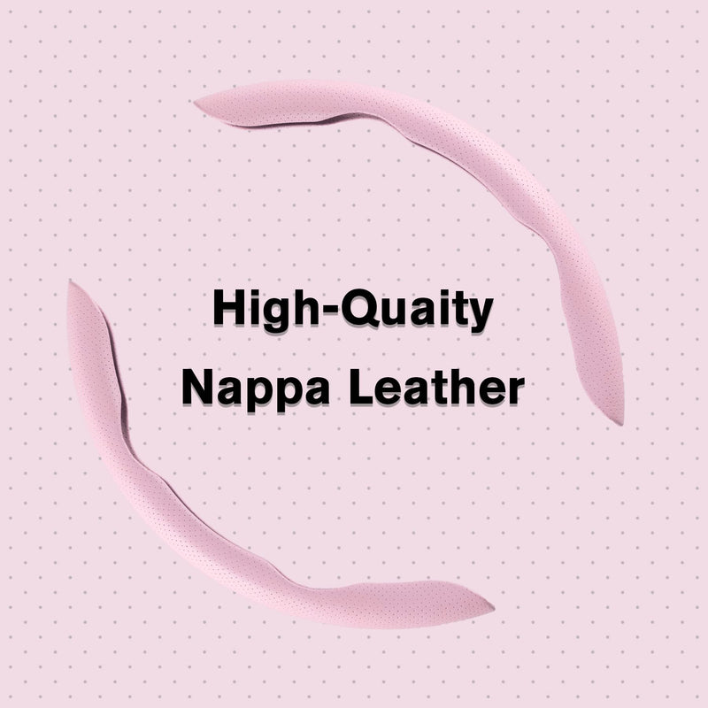 Amiss Car Nappa Leather Steering Wheel Cover, Segmented Steering Wheel Protector, Universal 99% Car Wheel Cover Protector (Pink) pink