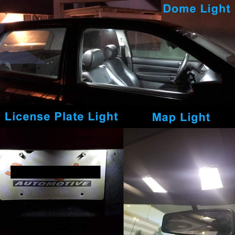 Serundo Auto BA9S Led Car Bulb BA9 1895 1891 53 57 Led Car Bulb, 2SMD 3030Chips 6000K White 47830 64111 3893 LED Car Bulb for Car Interior Dome Map License Plate Glove Box Light etc, Pack of 10pcs BA9S/BA9/3893-10pcs
