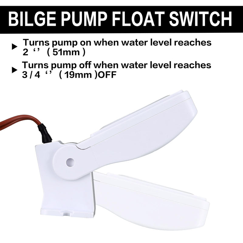 Landhoow Bilge Pump 12V with Float Switch Bilge for Boats DC 12V 24V 32V Portable Marine Electric Boat Water Pump(750 Gph) 750 GPH
