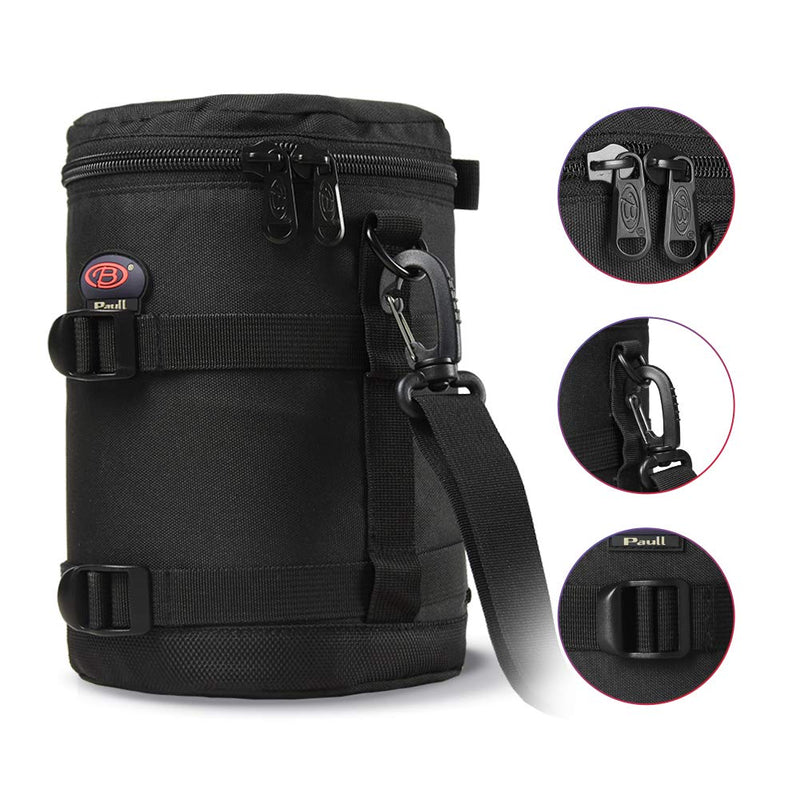 DSLR Camera Lens Case Pouch Bag for Lenses up to 4.33" x 6.70" | Lightweight Padded Lens Case with Zipper, Soft Lining & Carrying Strap, Protects Lenses from Dust, Scratches & Water BL-0006