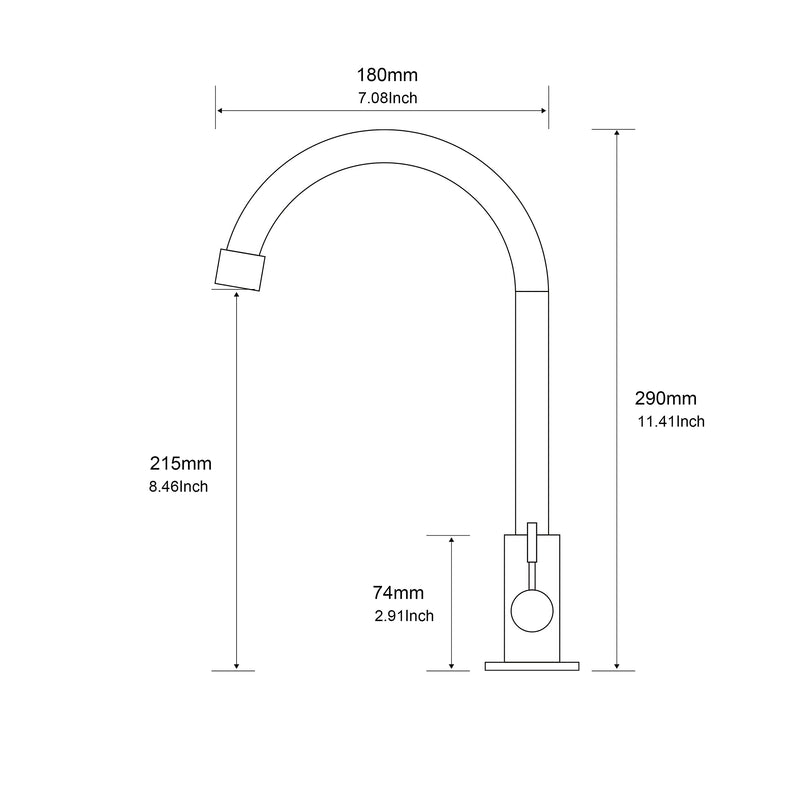 Cold Water Only Kitchen Faucet, Solid Stainless Steel Bar Deck Mount Cold Faucet for Outdoor Sink with Supply Line