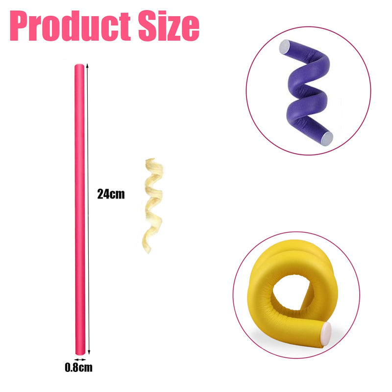 30 Pcs Flexible Curling Rods, Twist Foam Hair Curlers No Heat Soft Roller, Rollers Heatless for Long Medium Short Tool Perfect Salon Styling, yellow, pink, purple
