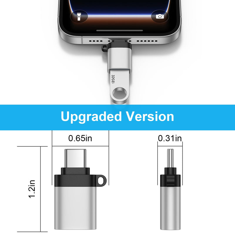 USB C Adapter 4Pack, USB Male to USB C Female OTG Adapter, Type C to USB 3.0 Converter Connector for Samsung Galaxy A36 A26 A56 S26 Ultra S25 S24 S23 S22, MacBook Pro/Air, iPhone 17 17e 16, Mac, iPad Silver