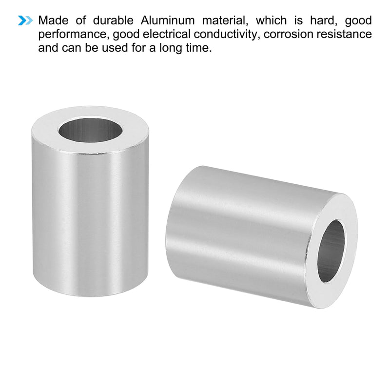 PATIKIL M10 Aluminum Spacers, 10 Pcs Metal Spacer Aluminum M10 X3/4"OD X1"L Aluminum Spacer Screw Standoff Round for 3/8" or M10 Screw Bolts, Silvery 1 Inch Silver