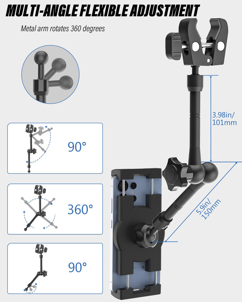 Z Fold Car Mount - [Foldable Phone Friendly] Rearview Mirror Tablet Holder for Car Truck, Rear View Mirror Phone Mount with 360° Metal Arm for Samasung Galaxy Fold 7 6 5 4 3, Tab, Google, iPad, iPhone