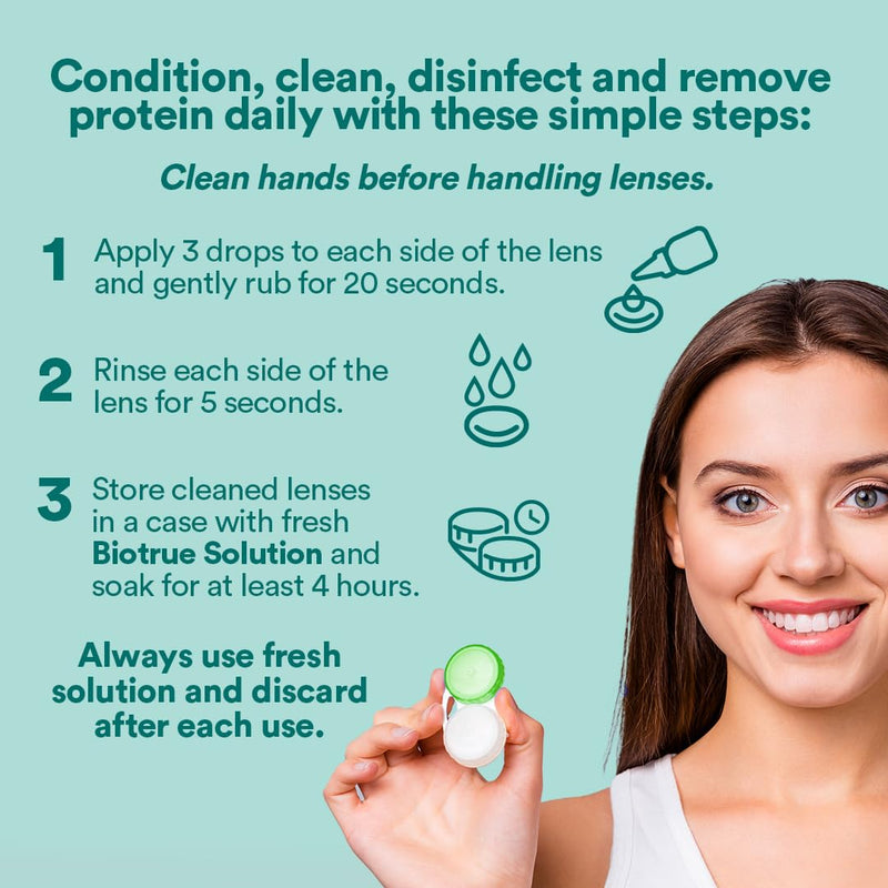 Biotrue Contact Lens Solution, Multi-Purpose Solution for Soft Contact Lenses, Lens Case Included, 2 FL OZ