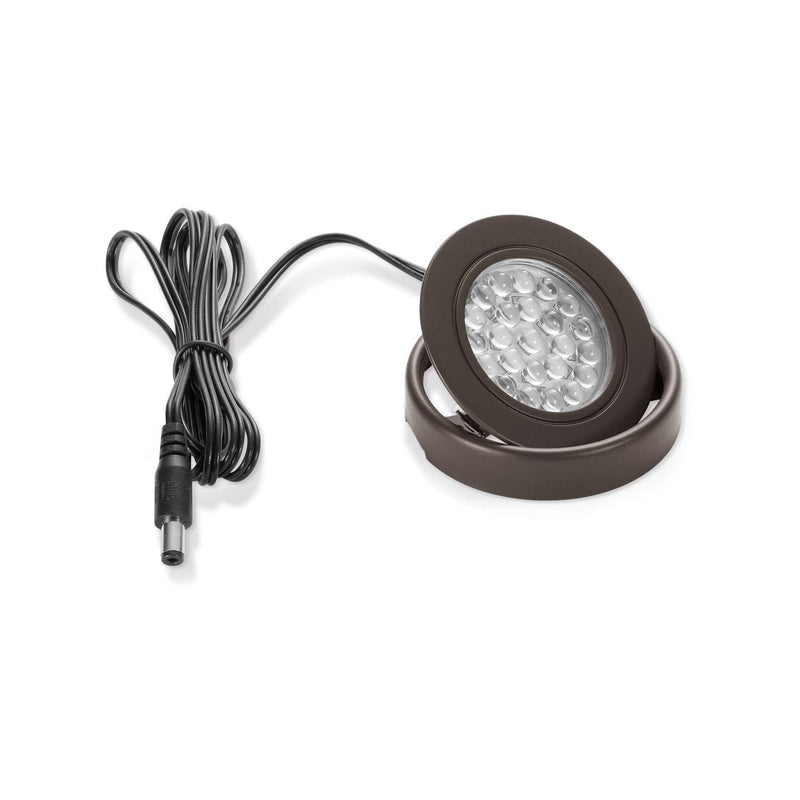GETINLIGHT 2.5" Wide 3000K Dimmable LED Puck Lights Kit, Plug-in Installation with Recessed or Surface Mounted, Bronze Finish Over Metal Construction, Set of 3, IN-0113-3-BZ Matte Bronze 3-Puck Kit
