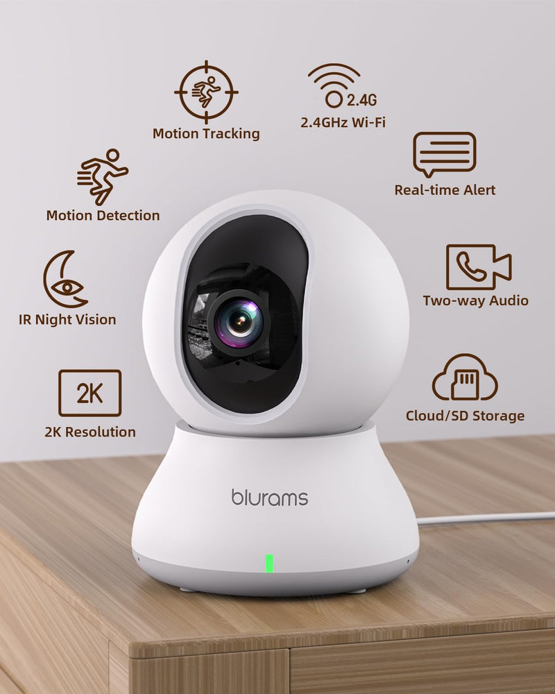 blurams Indoor Camera Bundle Set with ONE 64GB SD Card for Home Security w/Motion Tracking, Phone App, 2-Way Audio, IR Night Vision, Siren, Compatible with Alexa