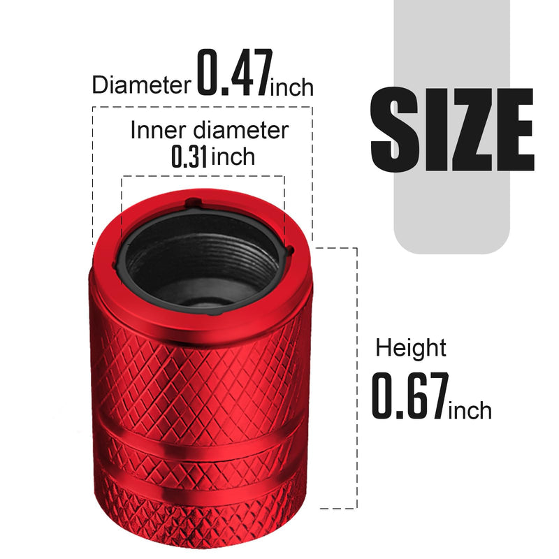 Tire Valve Stem Caps - (4 Pack) Premium Metal Air Caps with Plastic Liner, Durable, Corrosion Resistant and Leak-Proof, Universal Fit for Cars, Trucks, Motorcycles, and Bikes - Red
