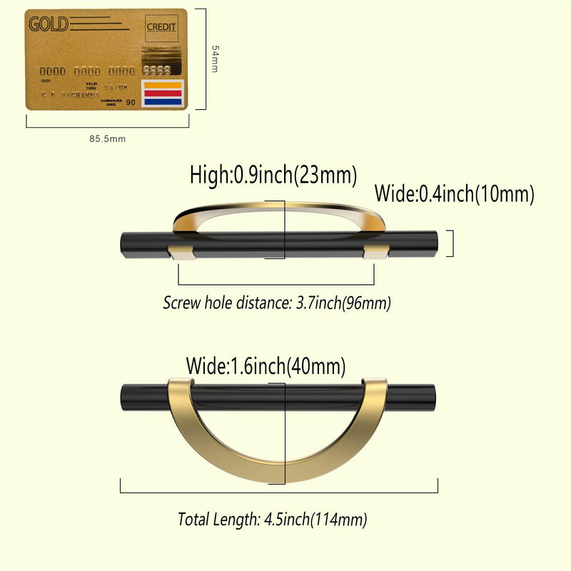 10 Pack Black Brushed Gold Cabinet Pulls 3-3/4 Inch(96MM) Hole Centers Kitchen Cabinet Handles Hardware Kitchen Handles for Cabinets Cupboard Handles Drawer Pulls 3-3/4" Hole Center 10 Pack Black & Gold