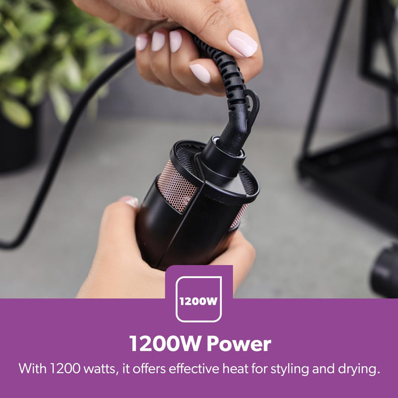 GEEPAS 3-in-1 Hot Air Styler 1200W Hair Dryer Ionic 3 Heat & 3 Speed | Ellipse Air Hairbrush Wind Collector & Straight Half Hairbrush Cool Shot