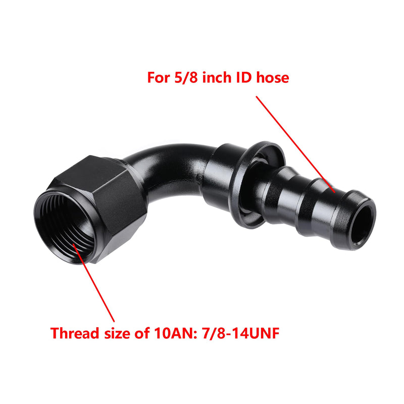 Ucreative 10AN 90 Degree Push Lock Hose Fitting End Black 2PCS 10AN - 2PCS