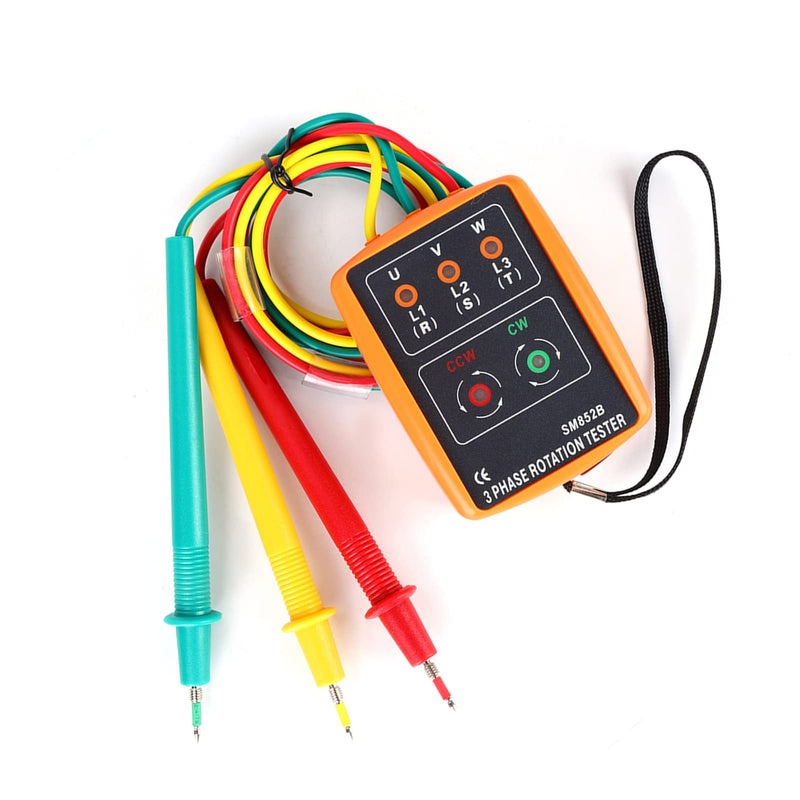 1 Set Portable Sequence Tester -852B 60V~600V AC 3-Phase Sequence Order Rotation Indicator Tester 20Hz-400Hz