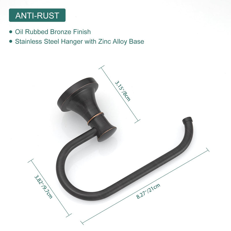 Hoimpro Oil Rubbed Bronze Towel Ring Toilet Paper Holder, Double Bathroom Hardware Set Fixtures Toilet Roll Tissue Holder, Hand Towel Bar Towel Rack Rv Accessories, Sus304 Stainless Steel, Wall Mount