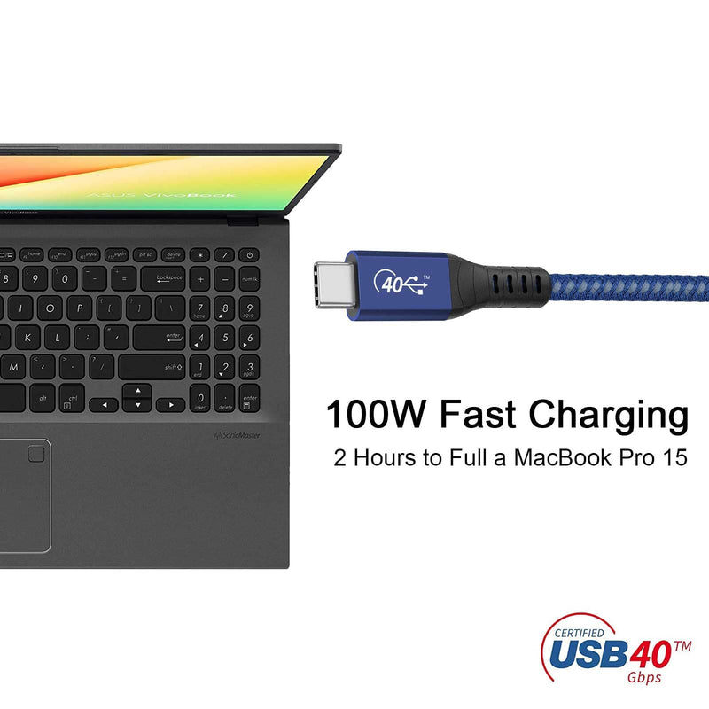 USB4 Cable 3.3ft Support 40Gbps Data Transfer Cable with 100W Charging and 4K Video for Apple MacBook Pro/Air,iMac 24”,Thunderbolt 4,Thunderbolt 3,Mac mini M1,Docking Station[USB-IF Certified],Blue Compatible with USB4 Blue