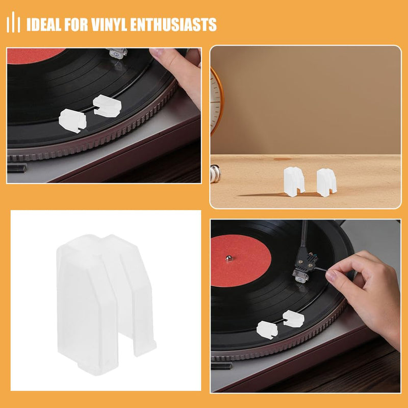 3pcs Record Player Stylus Protector Covers, Reusable Turntable Needle Guards with Red Gem Stylus Compatible for Vinyl Record Players