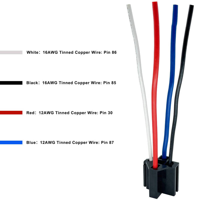 irhapsody 4-pin 40/30AMP 12V Relay Kit, Spst 12-Volt 6-Pack Automotive Relay, with Interlocking Harness Socket Holder and Heavy-Duty Pigtail 6 pack