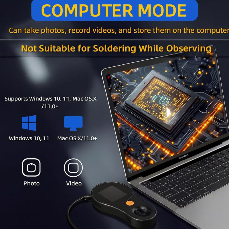 Digital Microscope 500x with 2.0" IPS Screen, Magnifying Glass, Coin Microscope, Trichome Microscope, USB Connection, Ideal for Electronics, Jewelry and Kids