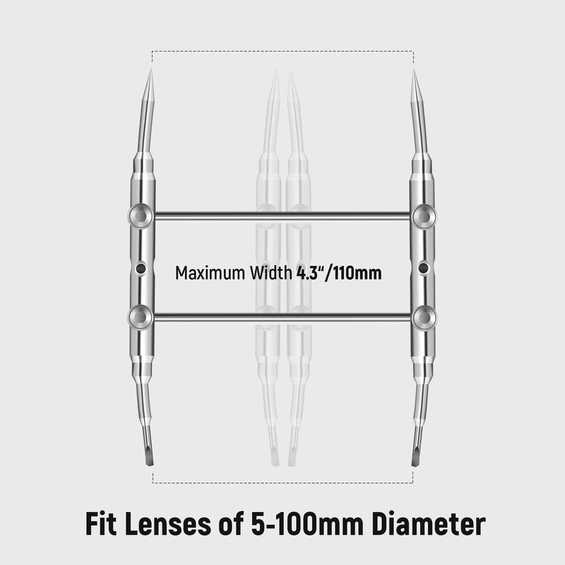 NEEWER Stainless Steel Lens Spanner Wrench, Professional Curved Double Sided Pointy/Flat Tips Lens Removal Tool with Four Screws, Lens Repairing Opening Wrench for DSLR Camera Lens, Telescope Lens HW-05