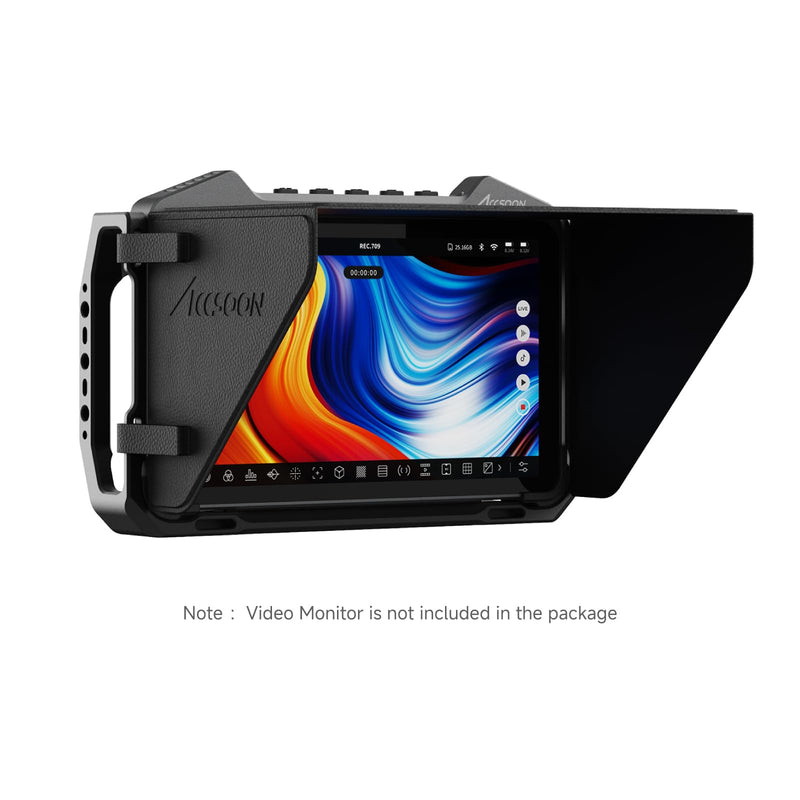 Accsoon CineView M7/M7 Pro 7 inch Camera Field Monitor Cage& Sunshade Kit for CineView M7 Pro Wireless Video Transmission System with Multiple Anti-Rotation 1/4” Mounts, Weight 222g