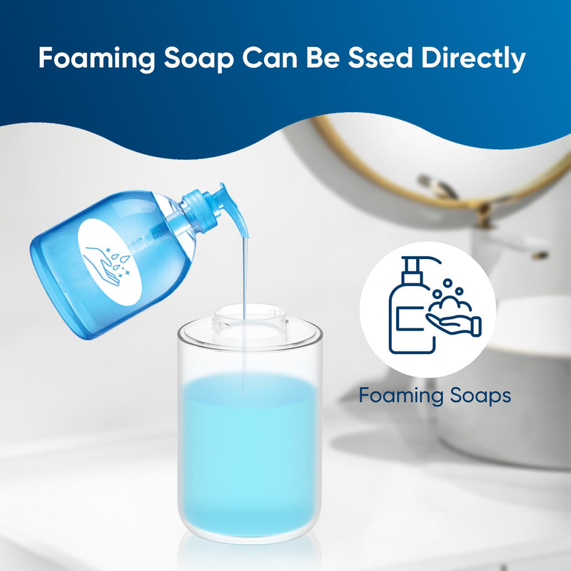 Automatic Soap Dispenser Touchless – 400ml Foaming Hand Soap Dispenser for Bathroom & Kitchen, Wall Mount or Countertop, 4 Adjustable Foam Levels, Rechargeable, IPX5 Waterproof White-foaming