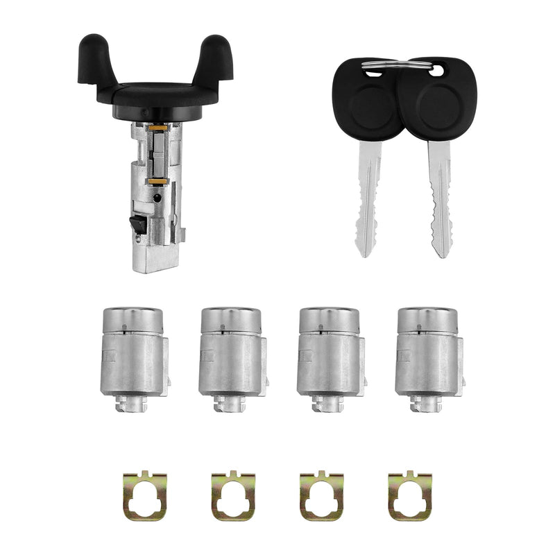 Ignition Switch Lock Cylinder & Four Door Lock Cylinders with 2 Keys, Compatible with 2001-2007 Chevy Express 1500/2500/3500, GMC Savana 1500/2500/3500, Replace#: 704600, 706591