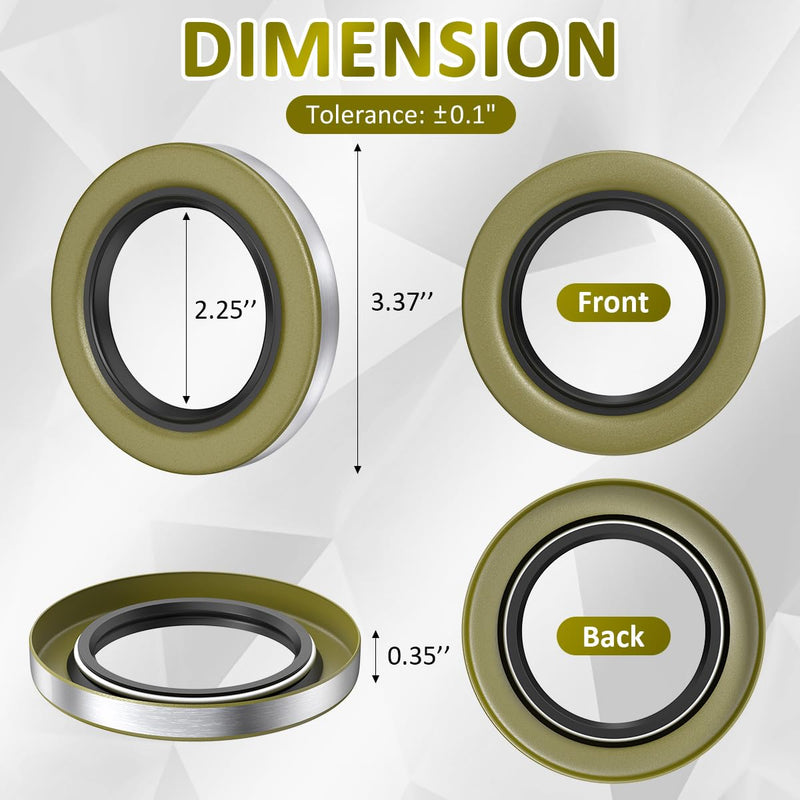 4 Pack 010-036-00 Double Lip Grease Seal for Dexter Texcom RV Trailer Replaces 01003600 10-36 22333TB ID 2.250" x OD 3.376" Trailer Hub Wheel Grease Seal 5200-7000lb Trailer Axles D42