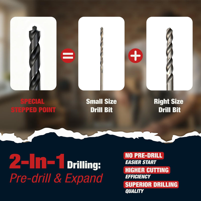 ANGELSWORD M35 Cobalt Drill Bit Set, 21 PCS 1/16"-1/2", TiAlN Coated Drill bit with Bullet Point Tip, for Hardened Metal, Stainless Steel, Cast Iron and Light-Gauge Metal 21 PCS SET