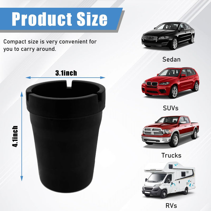 Car Ashtray, Smokeless Smellproof Windproof Self-Extinguishing Auto Ashtray, Portable Mini Vehicle Cigarette Trash Can Fits Most Cup Holder for Home Office, Car Accessories (Black) Black
