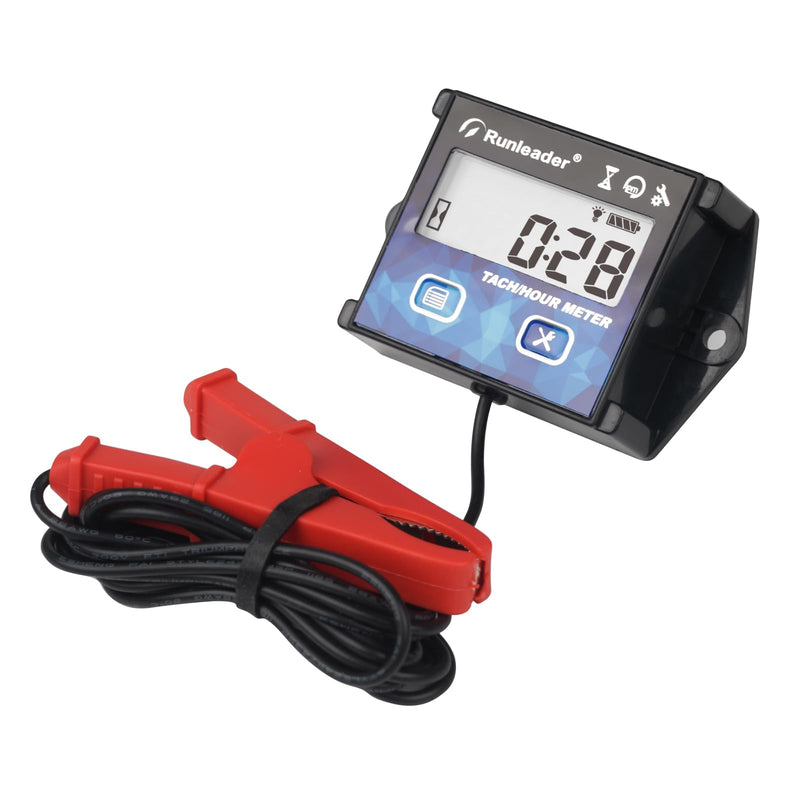 Digital Tach Hour Maintenance Meter with Backlight Built-in Battery Waterproof Programmable Engine Firing Patterns use for Lawn Mower Motorcycle Outboard Motor Generator Snow Blower