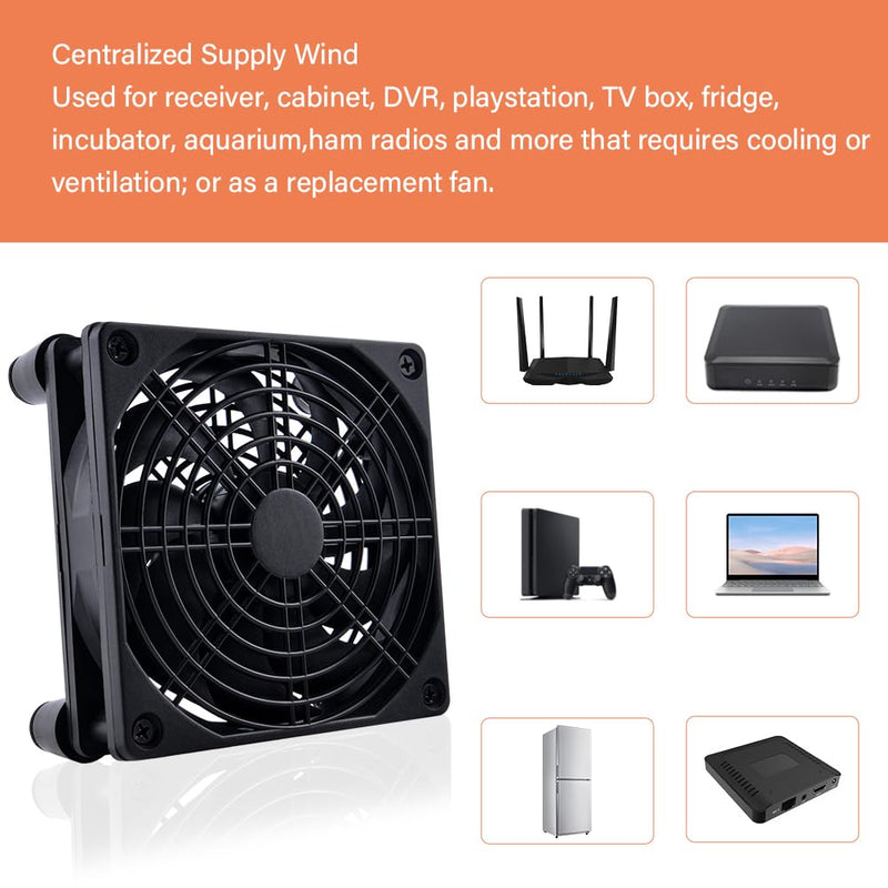 Quiet 120mm Router Fan Cooler with L/M/H 3-Degree Speed Controller, DC 5V USB Powered Cooling Case Fan for Router Modem Receiver DVR PlayStation TV Box 1Pcs 120mm