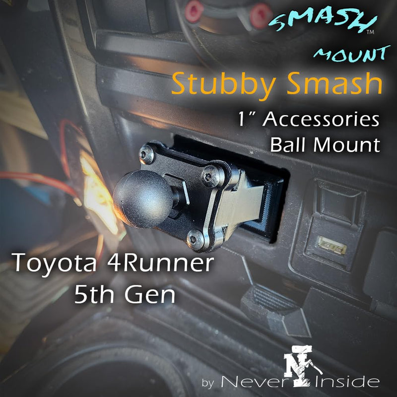 The Stubby Smash Phone Mount Kit w/Basic Phone Holder for 5th Gen 4Runners | 1" RAM Compatible Ball Mount for Dashboard Cubby | 5th Generation 4Runner Phone Holder