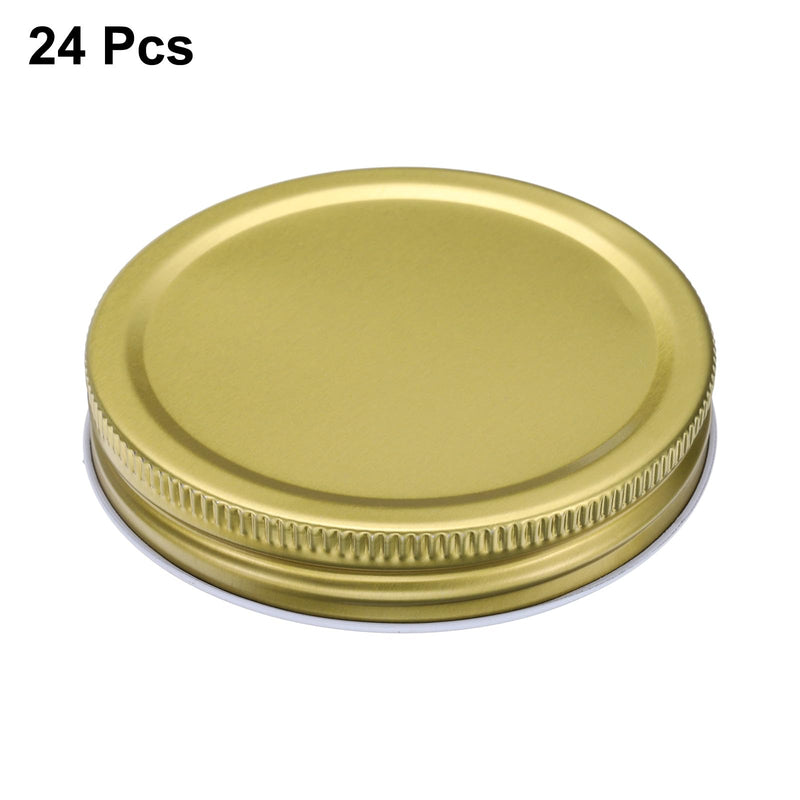 uxcell 24pcs Wide Mouth Mason Jar Lids, 86mm Mason Canning Jar Lids with Airtight Seal and Leakproof, Mason Storage Covers Caps for Mason Jar, Gold