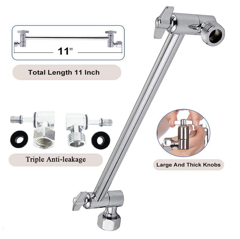 High Pressure Shower Head with 11 IN Adjustable Arm, Rainfall with Shower Arm-Make Water Flow Down Vertically for Better Bathing Experience(5 In, Chrome) 5 In Chrome Finish