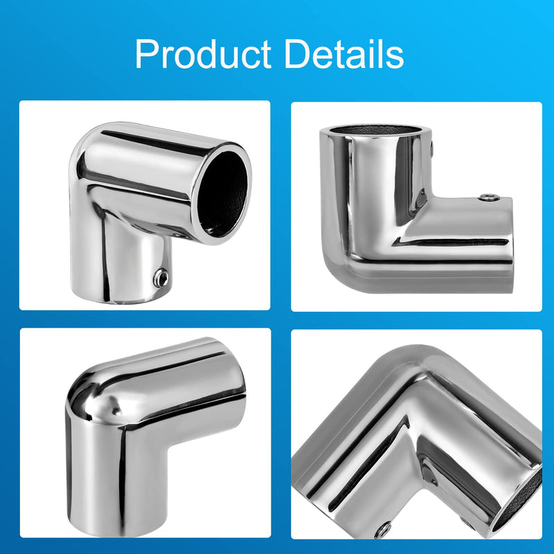 Heavy Duty Boat Handrail Fitting, 2-Way 90 Degree Elbow Hardware, 316 Stainless Steel, Pipe Connector for 1 inch (25.4mm) Pipe Tubing (2 PCS)