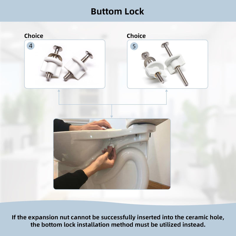Hibbent Universal Toilet Seats Screws and Bolts, Metal Toilet Seat Hinges Bolt Screws with Fixings Expanding Rubber, Toilet Seat Replacement Parts Kit(5 Choices)