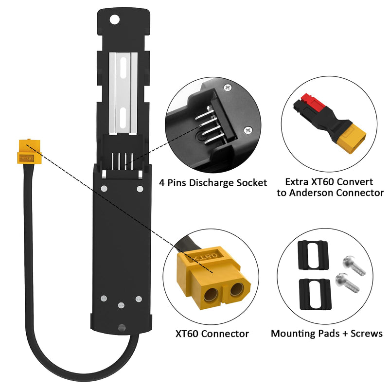 YASCO Ebike Battery Base Bottom Holder for Hailong Electric Bike Battery Mounting Plate Bracket with Connector (Hailong 4 pins) Hailong 4 pins