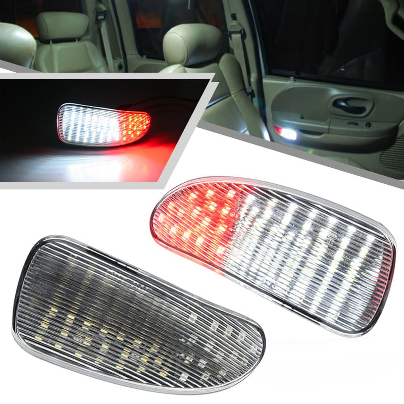 2Pcs F150 LED Courtesy Door Lights for Ford F150 1997-2003, F150 SVT Lightning 1999-2002, F250 Light Duty 1997-1999 Red& White LED Side Door Panel Light Door Interior Light Step Lights Clear Lens