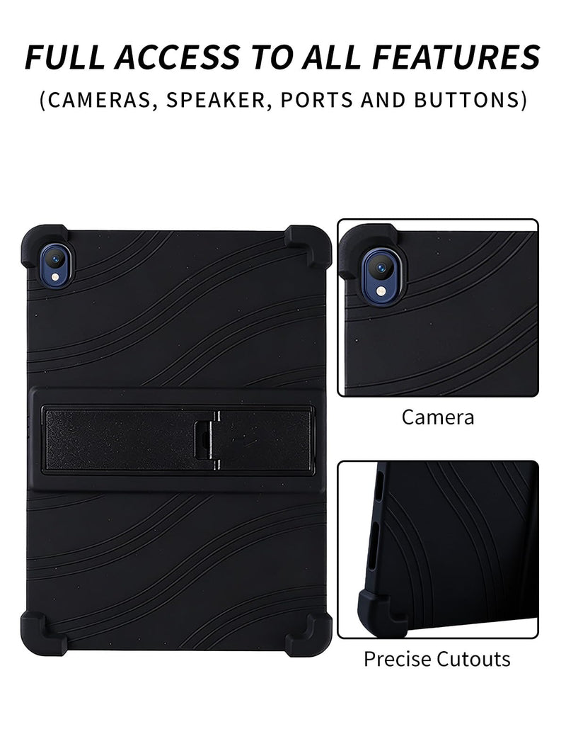 Case for onn 11" Core Android 16 Tablet (2026 Model),WUNIAK Shock Proof Lightweight Stand Rubber Shell Protective Cover,Kids Friendly Soft Silicone Adjustable Stand Cover,Black 11" 2026 Model Black