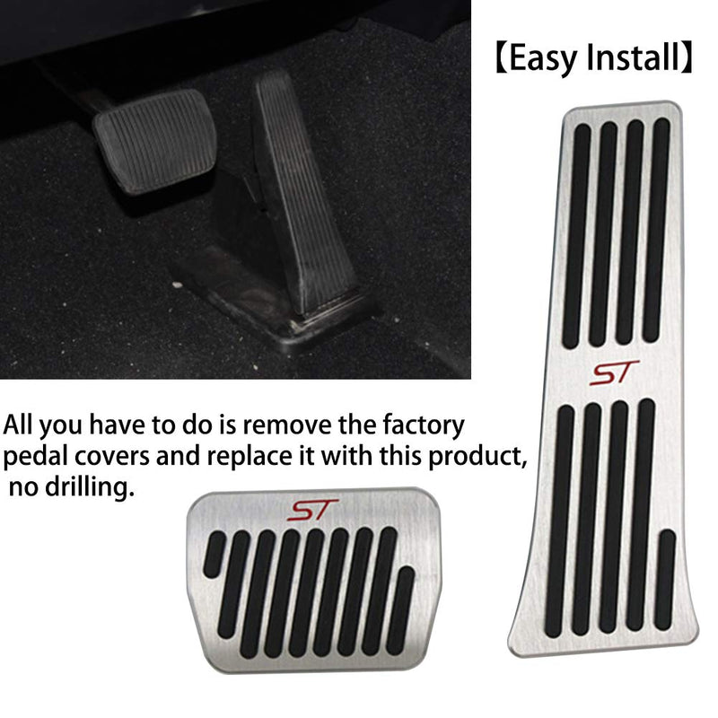 for Ford Explorer 2024 2023 2022 2021 2020 Aluminum Performance Pedals Set Non-Slip Accelerator and Brake Pedals Cover No Drill Brake Gas Accelerator Accessories 2Pcs(ST) ST