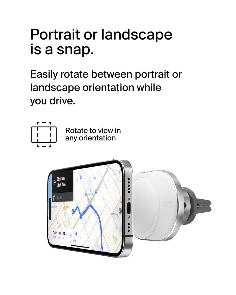 Belkin 15W MagSafe-Compatible Wireless Car Charger, Vent Mount | iPhone 17/16/15/14/13, Pixel 10 compatible, fast charging, secure vent mount, hands-free driving Charging Mount
