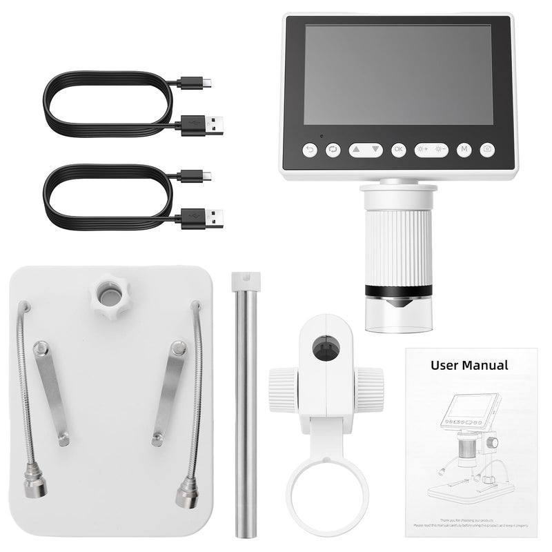 eSynic 1080P HD Digital Coin Microscope-4.5" LCD Screen with Adjustable 1000X Magnification-USB-C Rechargeable Coin Magnifier Microscope Camera with 32GB Card & 10 LED Lights-Windows/Mac Compatible