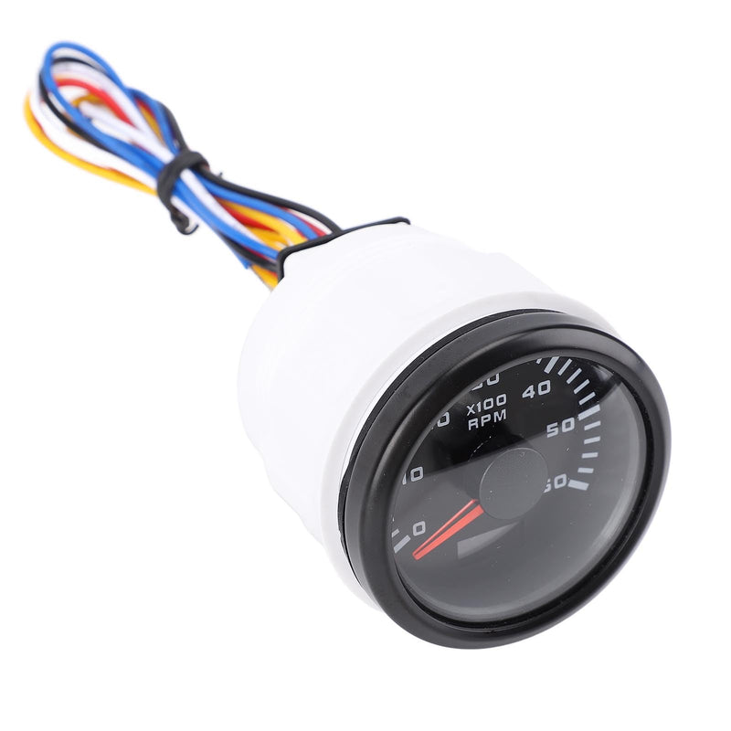 52mm 2inch Car 6000RPM Tachometer Gauge with Hour Meter 7 Color Backlight RPM Meter Kit for Truck Tractor Car RV Boat (Black Dial Black Cover CX6227B) Black Dial Black Cover CX6227B