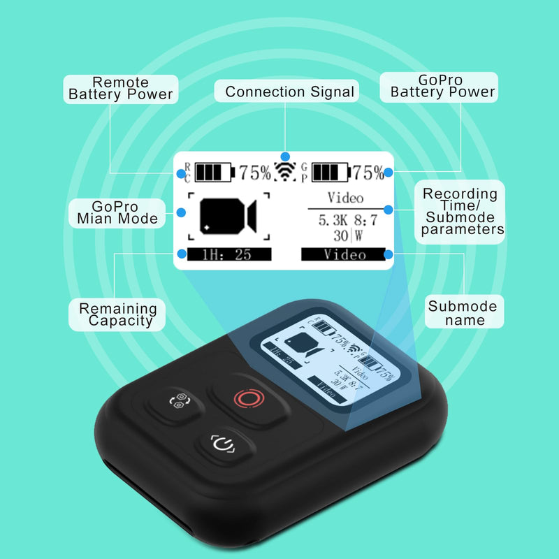 Remote Control Accessories for GoPro Hero Black 12/11/11Mini/10/9/8/Max,Wireless 269FT Remote Control Range OLED Display