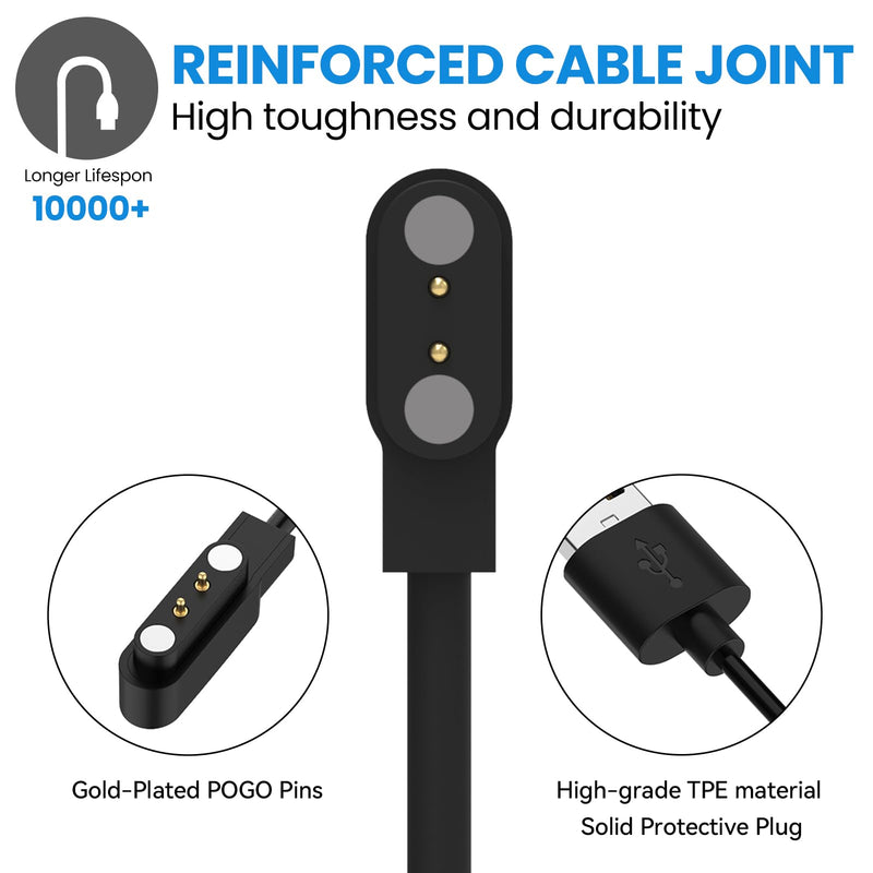 Charger Cable Intended for Cubitt CT4/CT3/CT2 Pro/CT2S Smart Watch Charger 1.6ft USB Portable Magnetic Charging Cord Cable Compatible with Cubitt CT4/CT3/CT2 Pro/CT2S Replacement Charger (Black&White) Black&White