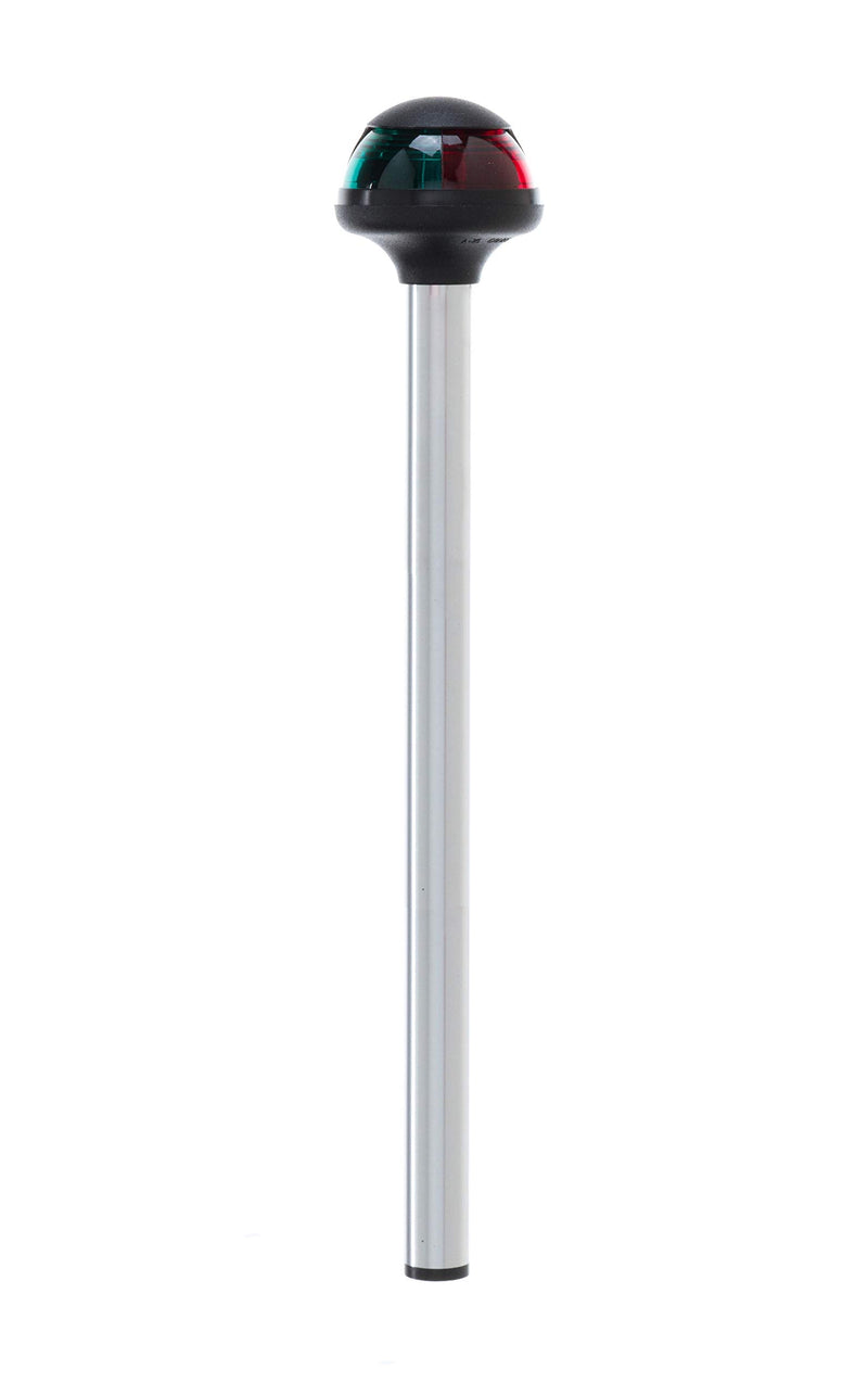 Attwood Pulsar 5090 Series Bi-Color Boat Navigation Pole Light with 2-Pin Mounting Base, 10-Inch, Green & Red, 5092-10-7
