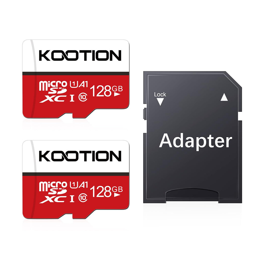 KOOTION 128GB Micro SD Card 2 Pack, UHS-I microSDXC Flash Memory Card, C10, U1, Full HD, Class 10 TF Card with Adapter