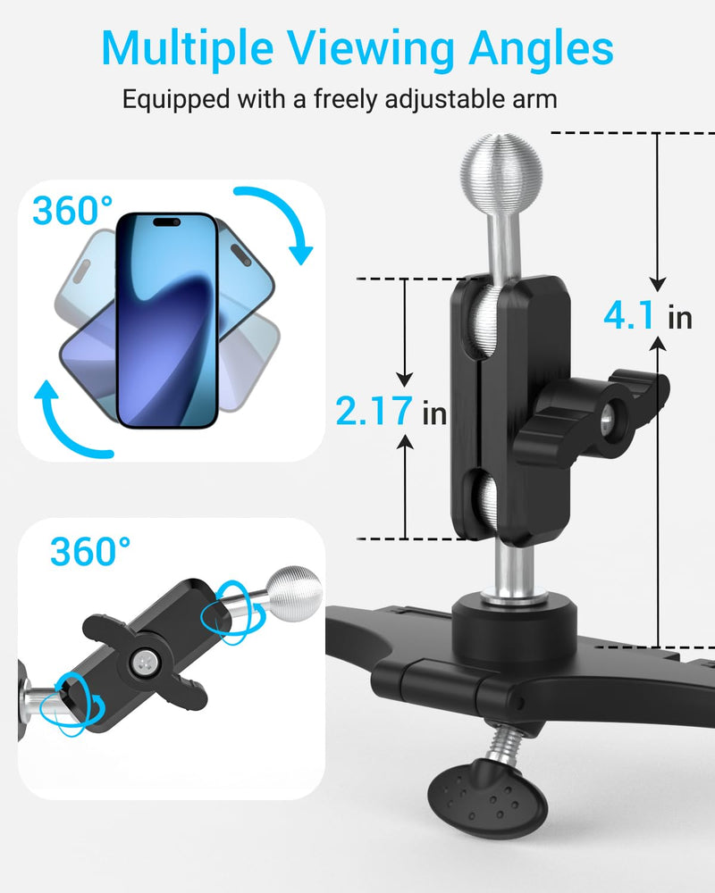 MagSafe Car Phone Holder for CD Slot, Magnetic CD Player Phone Mount with Adjustable Extension Arm, 360° Rotating Cell Phone Car Mount for iPhone 17 Pro Max, Air, Galaxy, All 4-7" Smartphones
