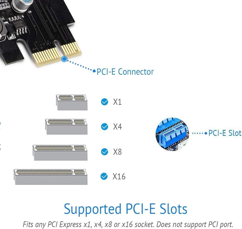 USB 3.0 PCI-E Card,USB 3.2 Gen1PCI Express 5-Ports Card Bandwidth up to 5 Gbps, Extension of 5 USB 3.0 Ports Front Panel for Desktop PC Win 10/8/8.1/7/XP PCI-E to 5USB